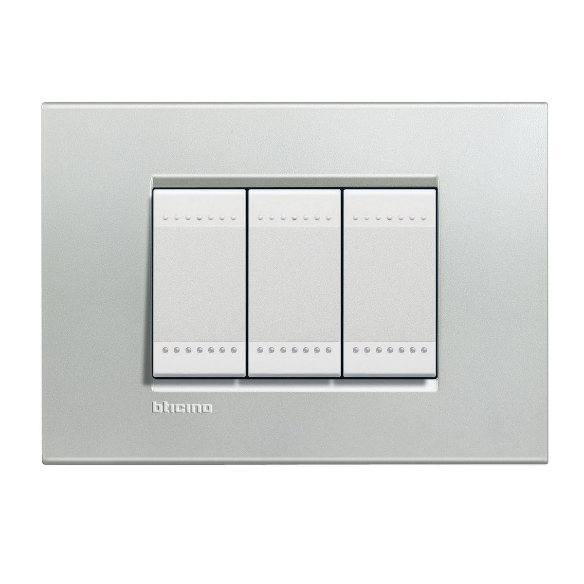 Bticino - Placa rectangular plata 3 módulos c/chasís