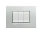 Placa rectangular plata 3 módulos c/chasís