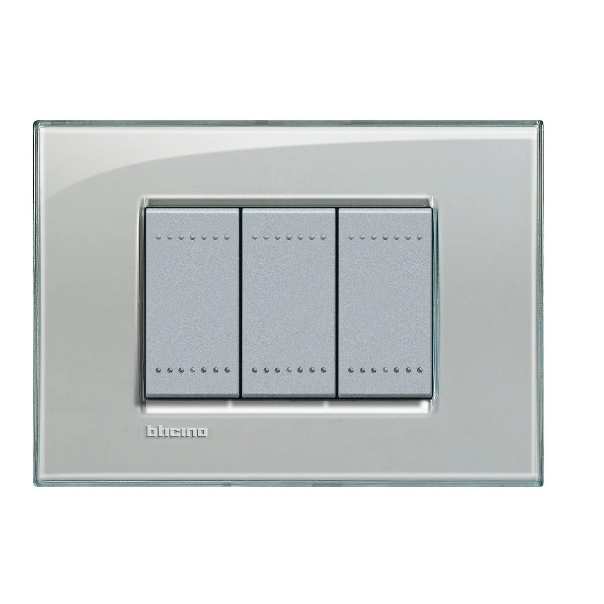 Bticino - Placa rectangular blanco 3 módulos c/chasís