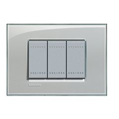 Placa rectangular blanco 3 módulos c/chasís