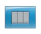 Placa rectangular azul 3 módulos c/chasís