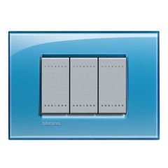 Placa rectangular azul 3 módulos c/chasís