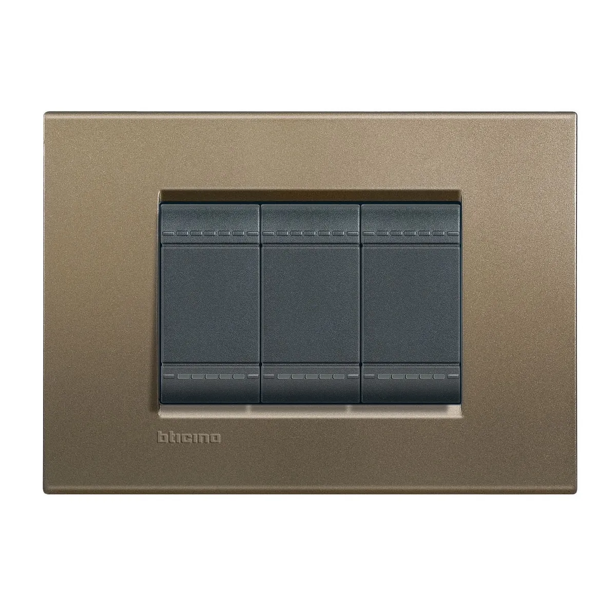 Bticino - Placa rectangular blanco 3 módulos c/chasís