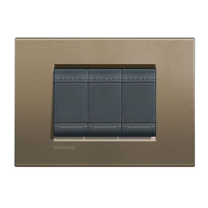 Bticino - Placa rectangular blanco 3 módulos c/chasís