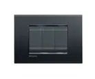 Placa Rectangular Negro Antracita 3 Módulos con Chasís