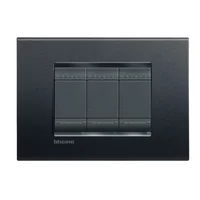 Placa Rectangular Negro Antracita 3 Módulos con Chasís