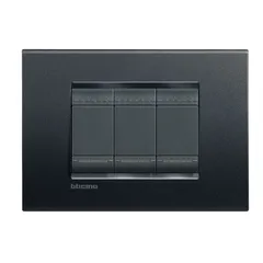 Placa Rectangular Negro Antracita 3 Módulos con Chasís