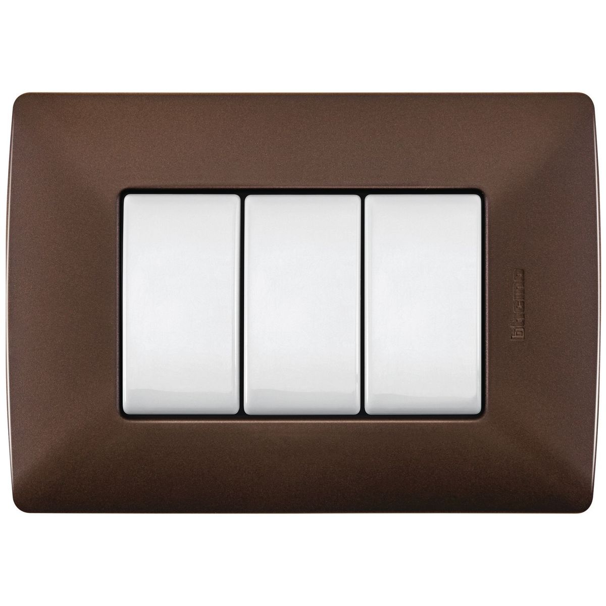 Bticino - Placa de Resina Texturizada con Chasis Color Tabaco 3 Mód.