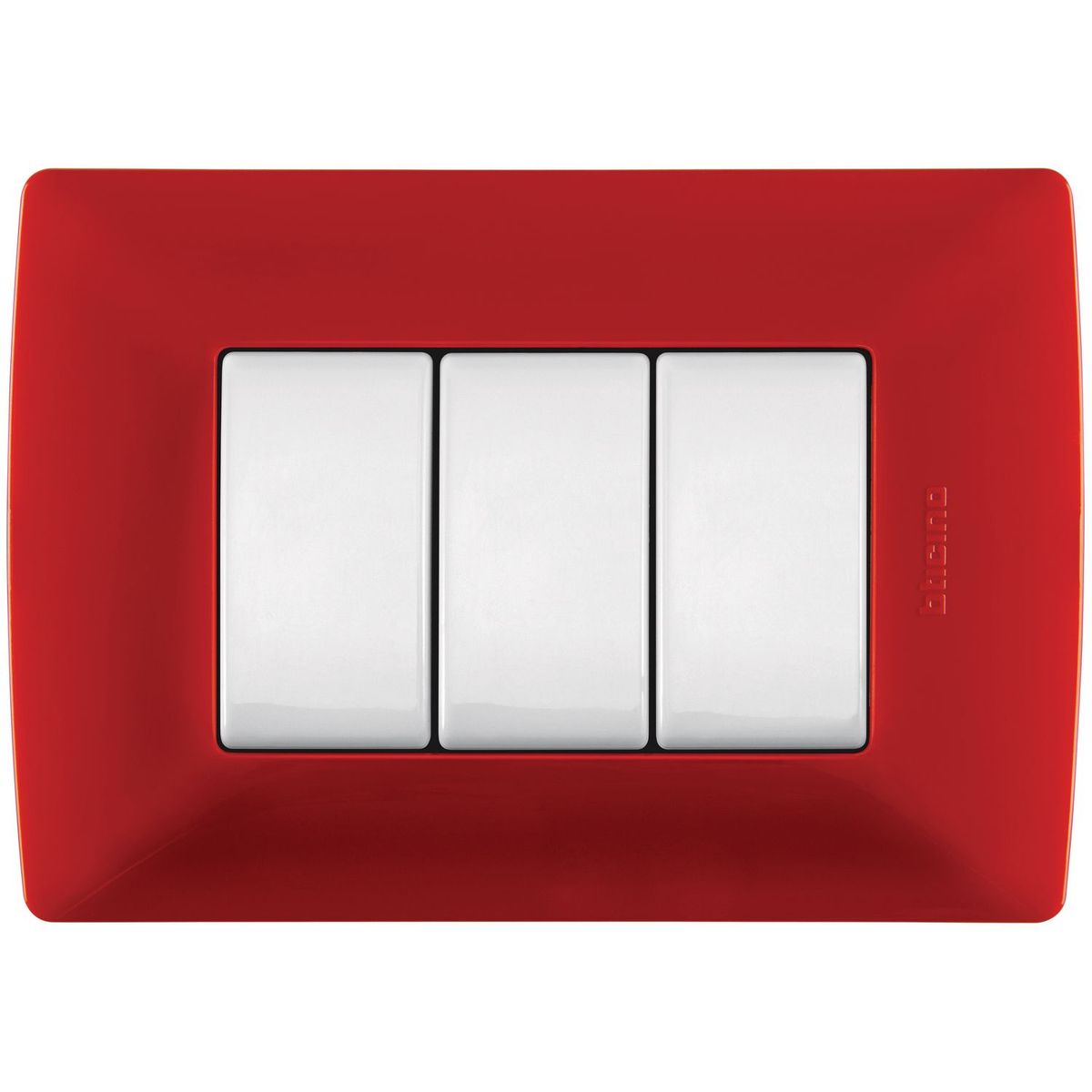 Bticino - Placa de resina con chasis color Rojo 3 mód.