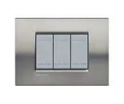 Placa rectangular acero pulido 3 módulos c/chasís