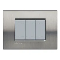 Placa rectangular acero pulido 3 módulos c/chasís
