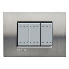 Placa rectangular acero pulido 3 módulos c/chasís