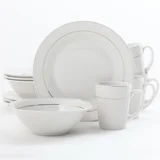 Vajilla 12 piezas porcelana con filo de oro