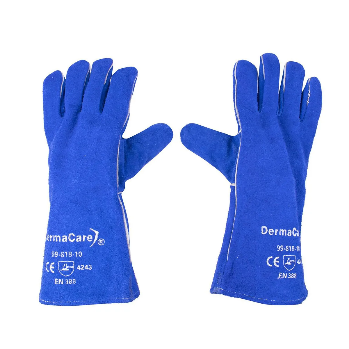 Derma Care - Guante para soldador azul con hule espuma hilo kevlar