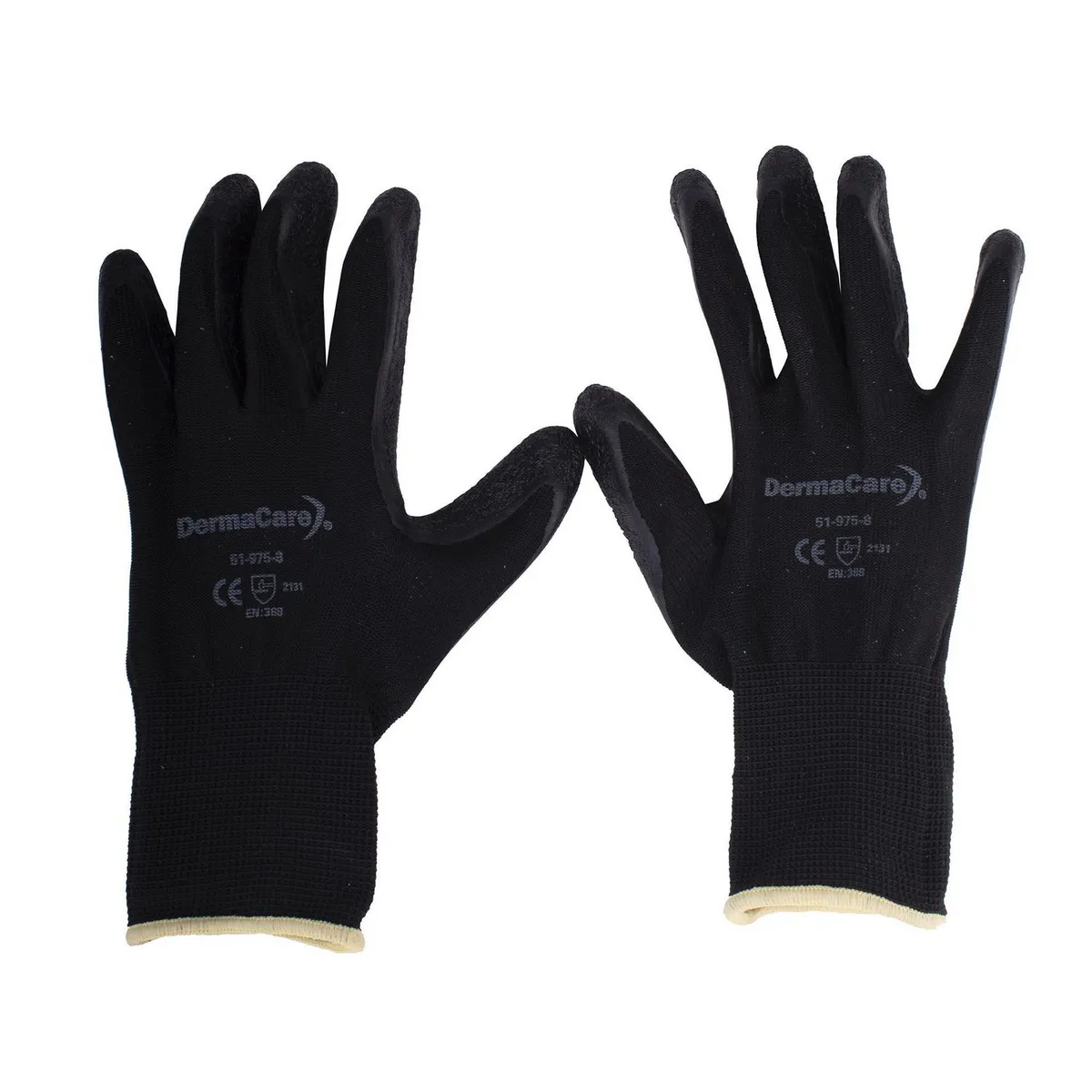 Guante negro nylon c/recubrimiento látex naranja, marca Derma Care - Foto Principal