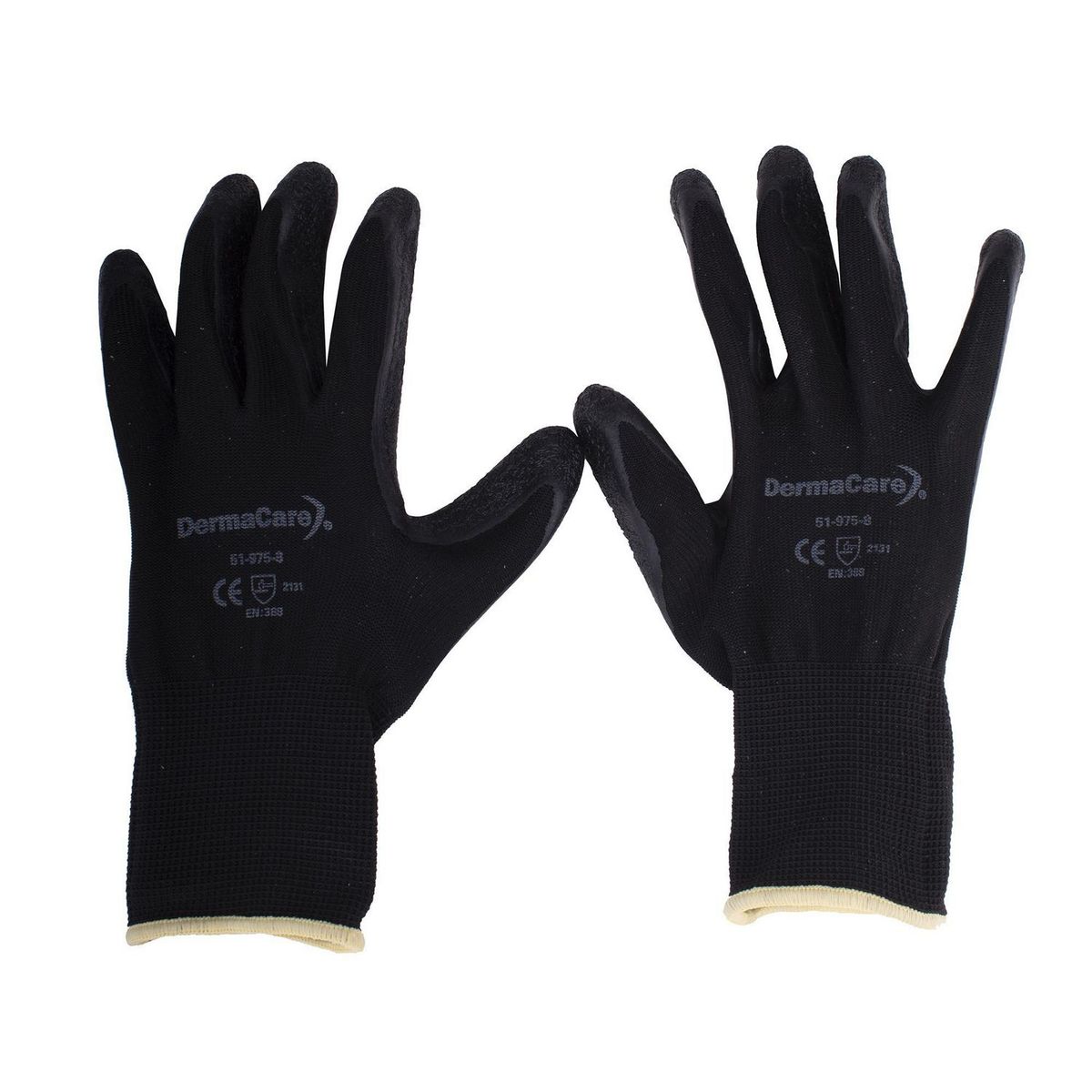 Guante negro nylon c/recubrimiento látex naranja, marca Derma Care - Foto Principal