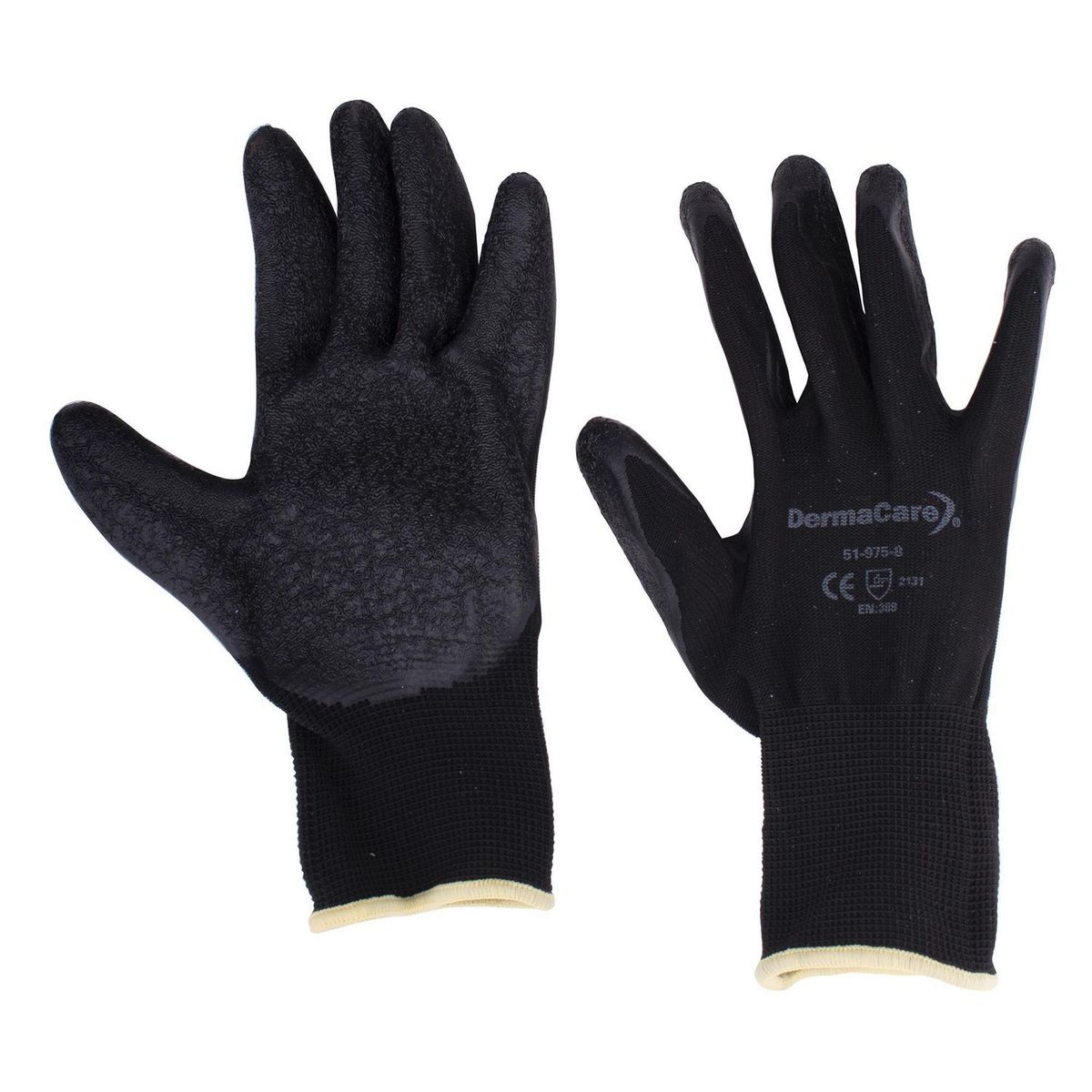 Guante negro nylon c/recubrimiento látex naranja, marca Derma Care - Foto 2