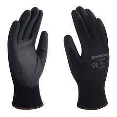 Guante de Nylon Negro con Palma de Poliuretano Talla 8
