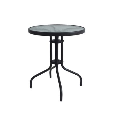 Mesa Redonda con Vidrio Templado 60 X 70 Cm Negro