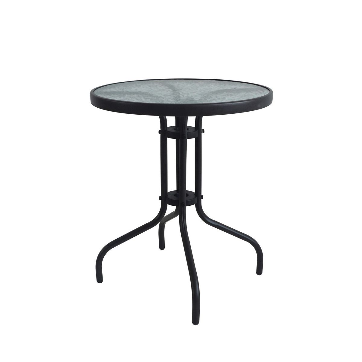 Just Home Collection - Mesa Redonda con Vidrio Templado 60 X 70 Cm Negro