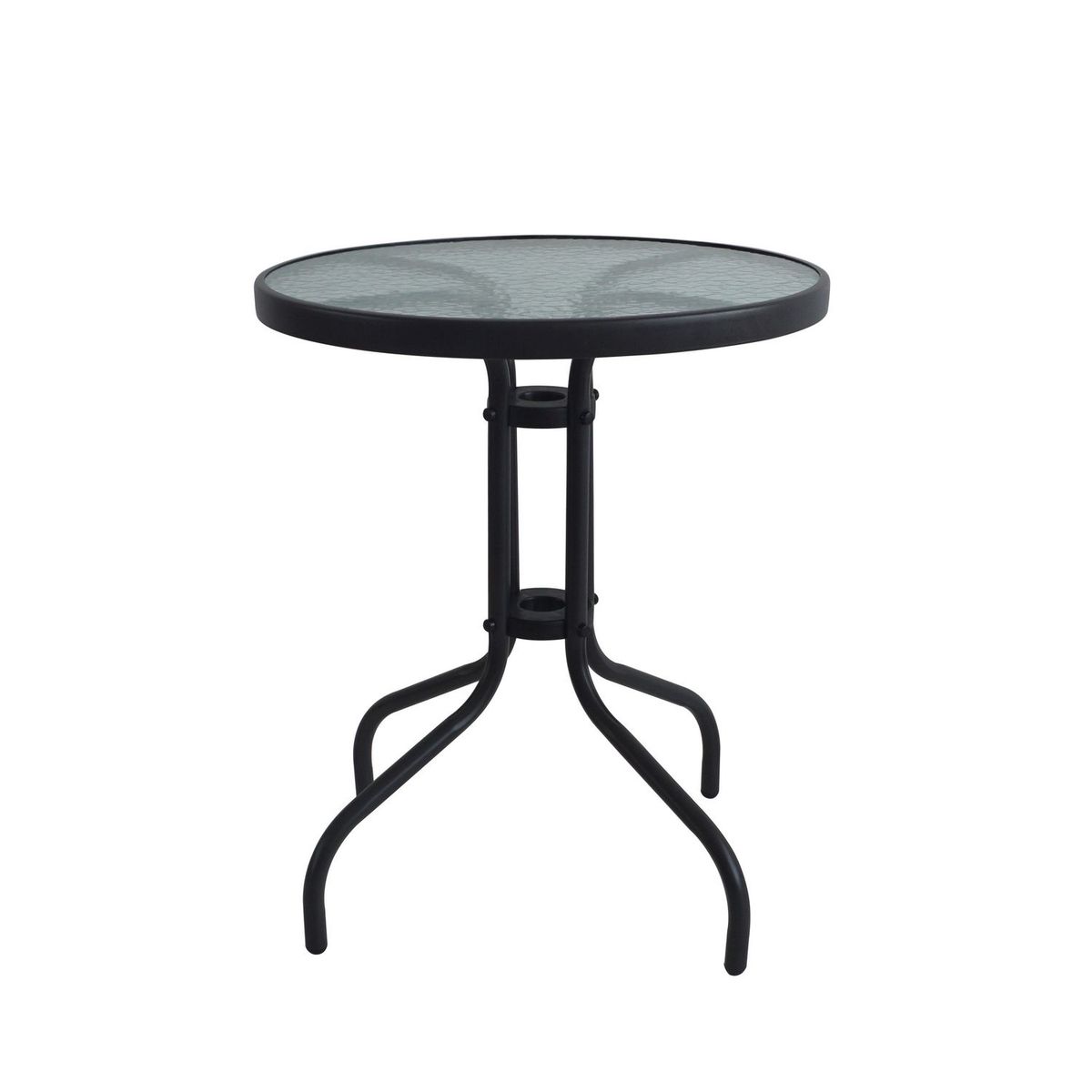 Just Home Collection - Mesa Redonda con Vidrio Templado 60 X 70 Cm Negro
