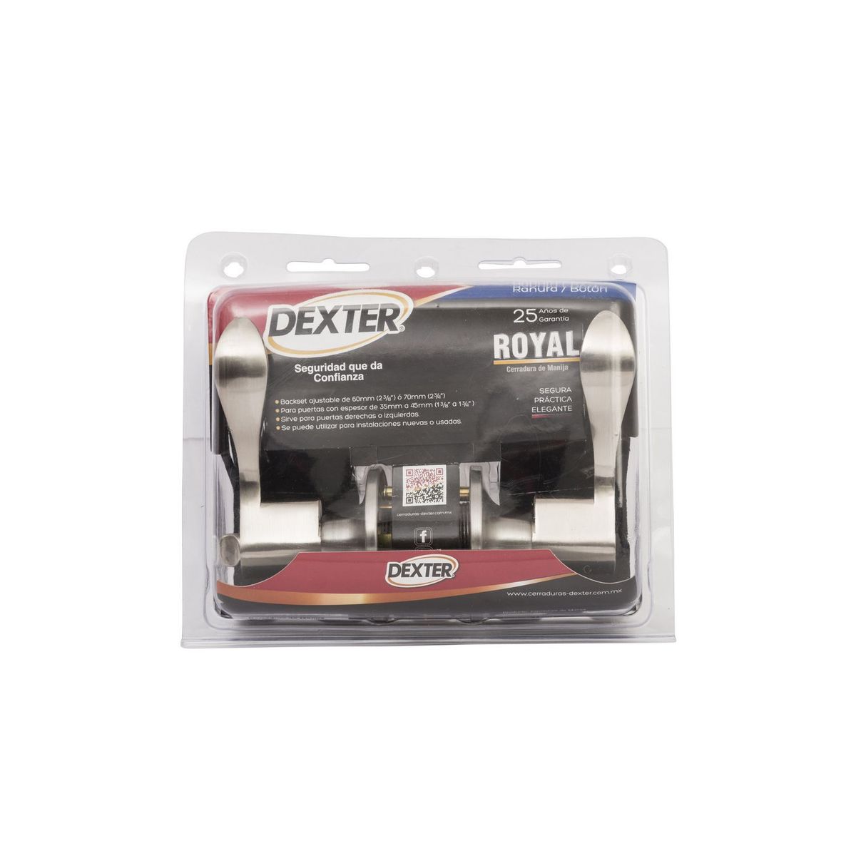 Dexter - Cerradura Manija Royal sin Llave Ns Blister Pack