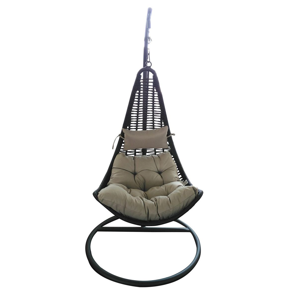 Silla colgante aluminio/ratán pe café, marca Just Home Collection - Foto Principal