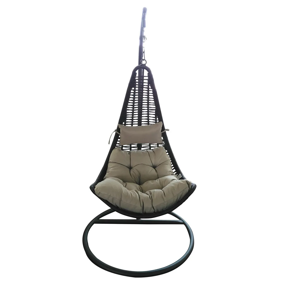 Silla colgante aluminio/ratán pe café, marca Just Home Collection - Foto Principal