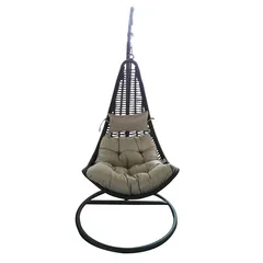 Silla colgante aluminio/ratán pe café