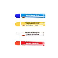 4 Marcadores para Vidrio Rojo, Azul, Blanco, Amarrilo