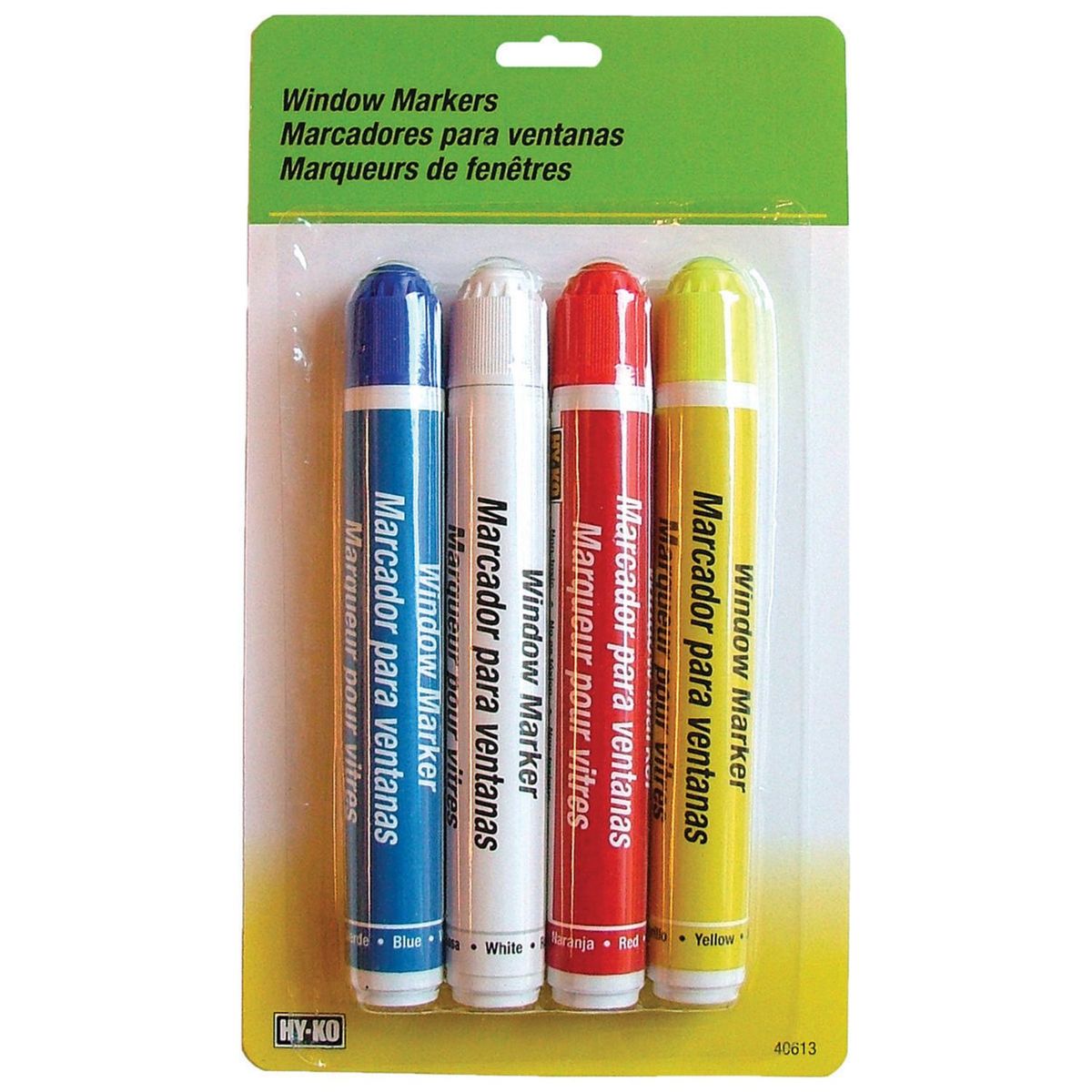 Hyko - 4 Marcadores para Vidrio Rojo, Azul, Blanco, Amarrilo