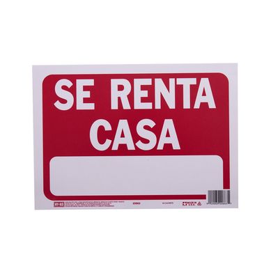 Senal Se Renta Casa color rojo 23x30