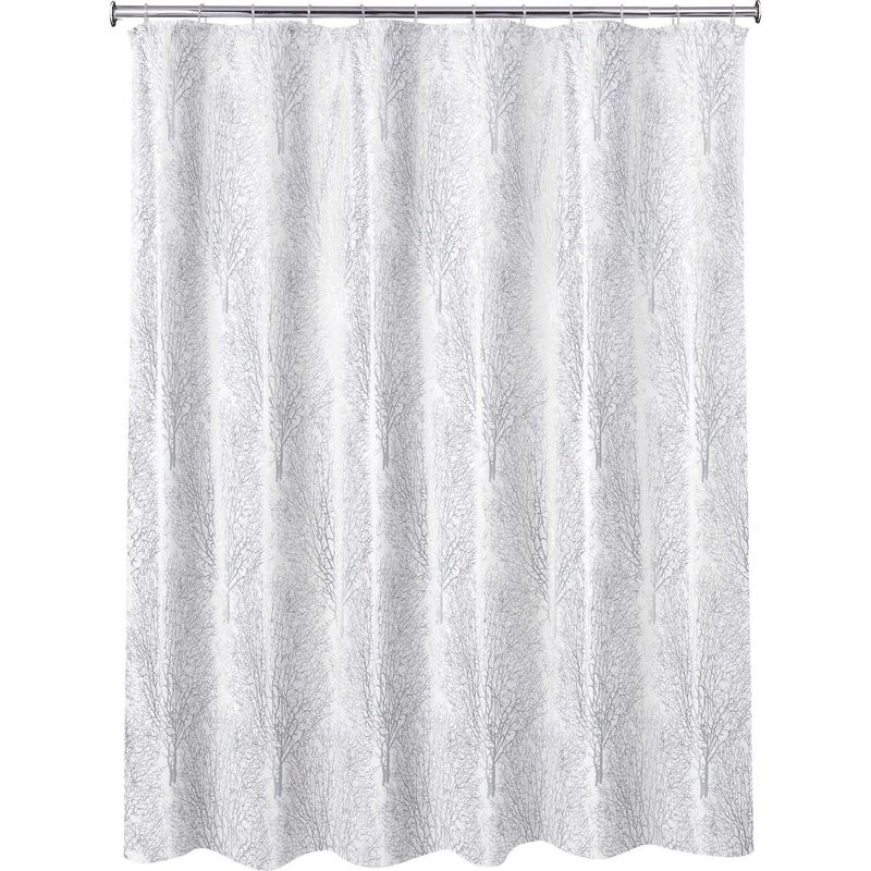 Just Home Collection - Cortina de baño Ramas Plata 178 x 180 cm