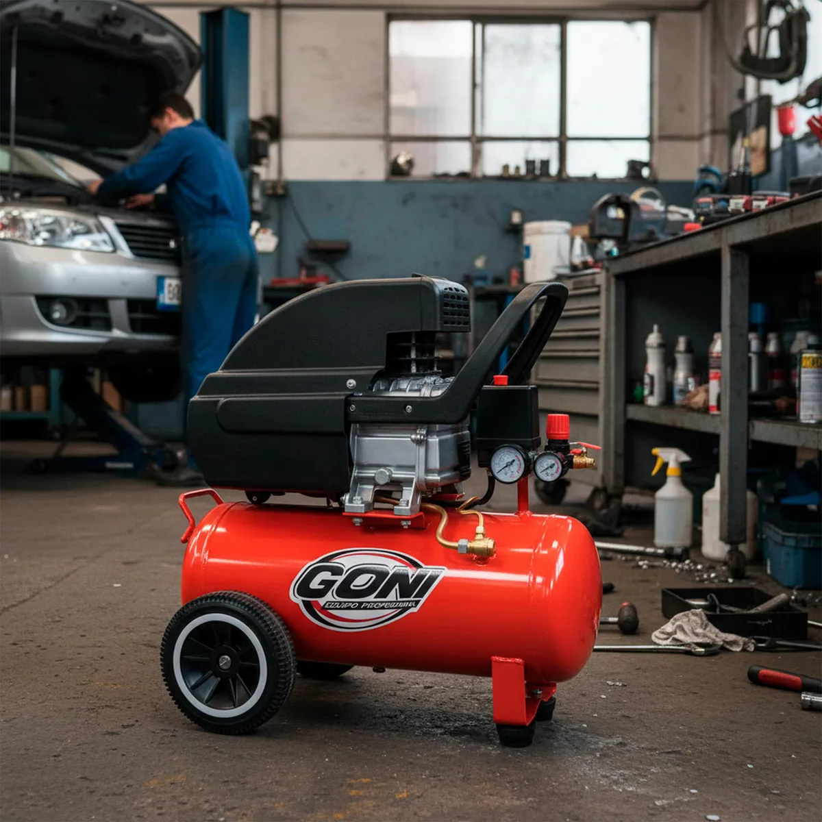 Compresor Lubricado de 3.5 HP 28 Litros, marca Goni - Foto 2