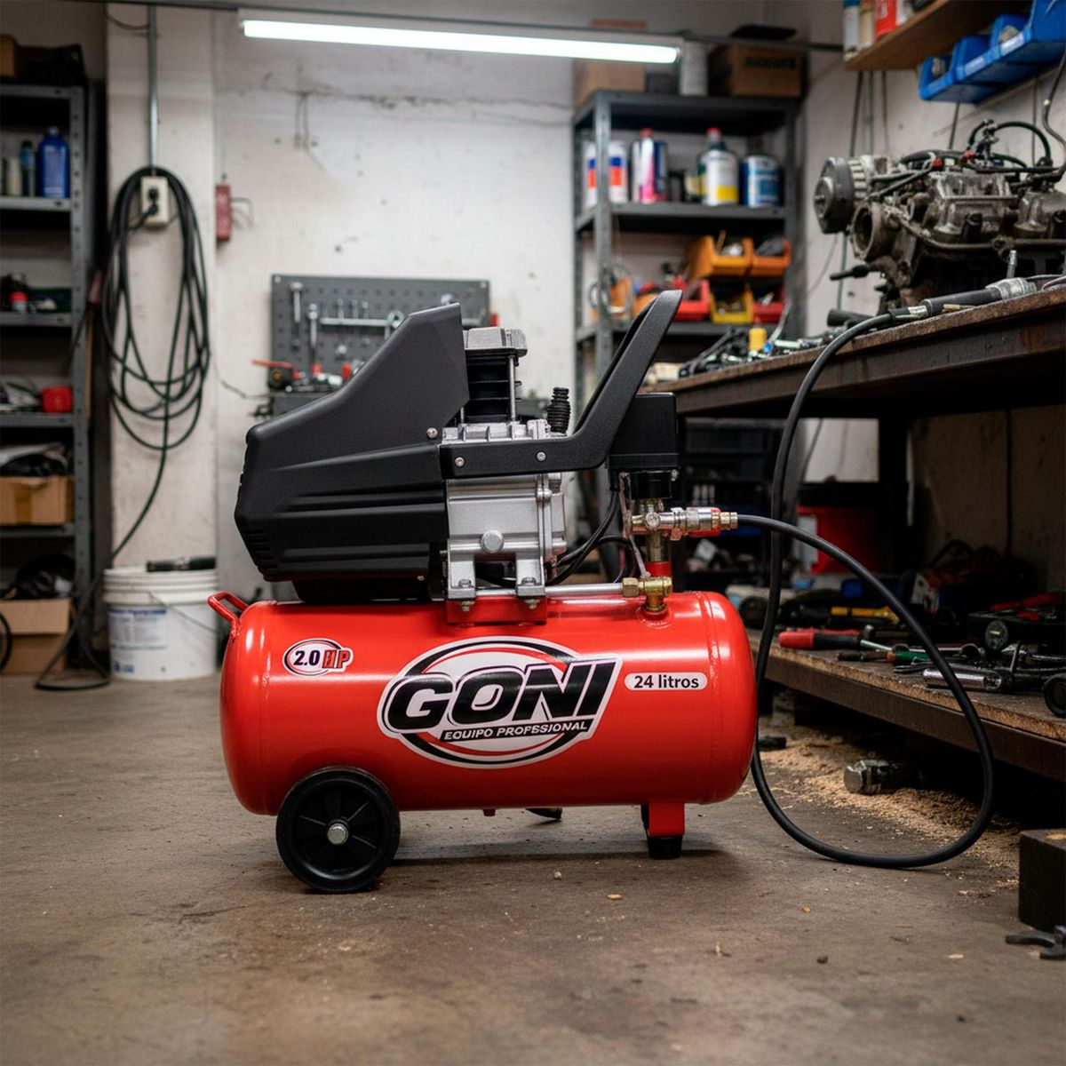 Compresor Lubricado 2HP y Tanque de 24 Litros Goni, marca Goni - Foto 2