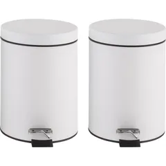 Set 2 Botes de Basura Metálicos con Pedal de 5L Blanco