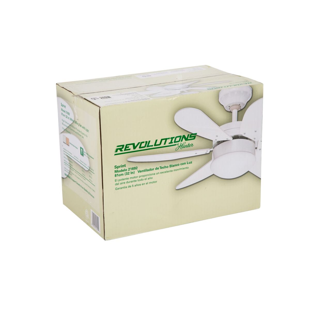 Hunter - Ventilador de Techo Sprint 6 Aspas y 1 Luz de 32" Blanco