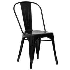 Silla de metal con respaldo color negro