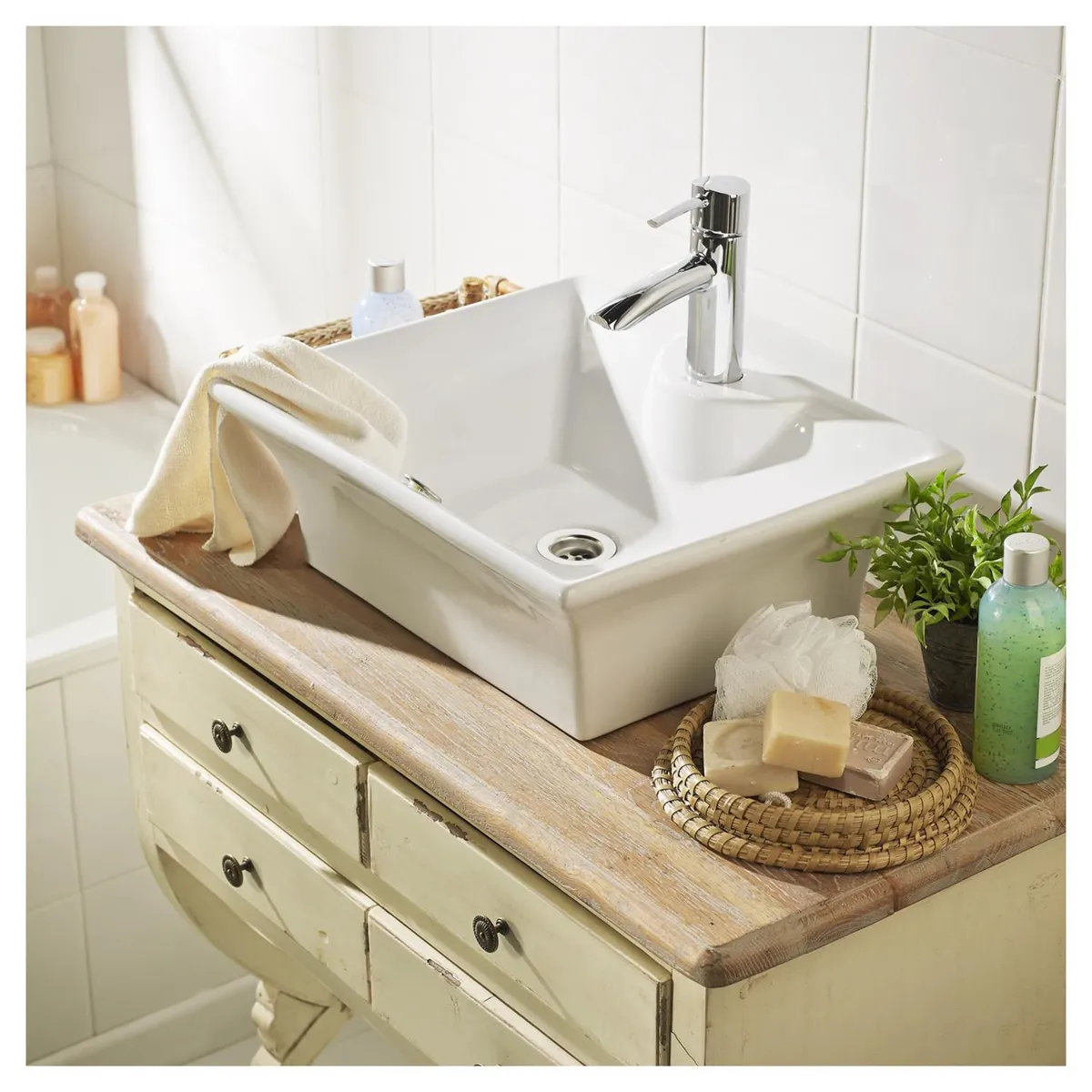 Lavabo de cerámica rectangular 38x48 cm, marca Sensi Dacqua - Foto 2