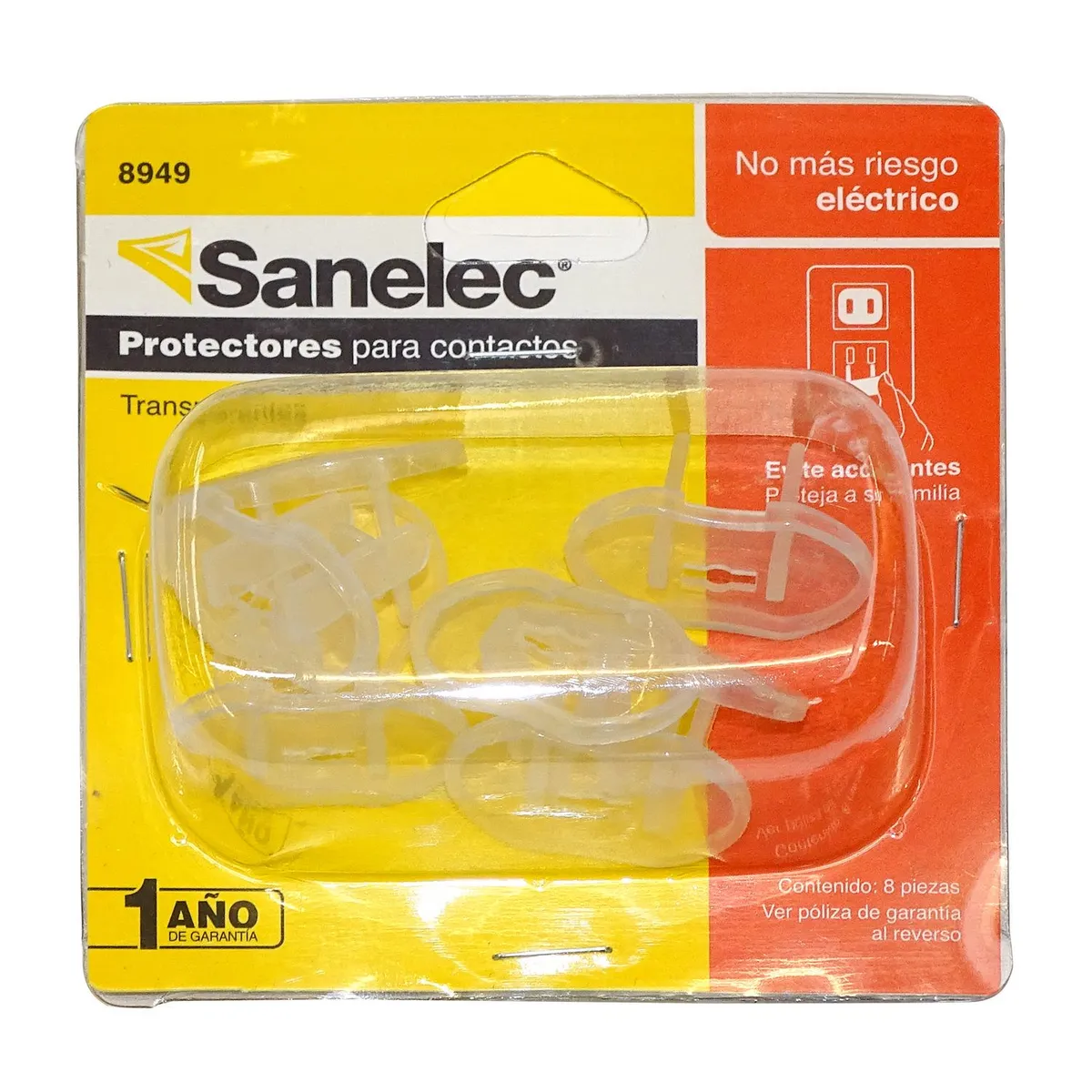 Protectores para contacto 8 pz transparente, marca Sanelec - Foto Principal