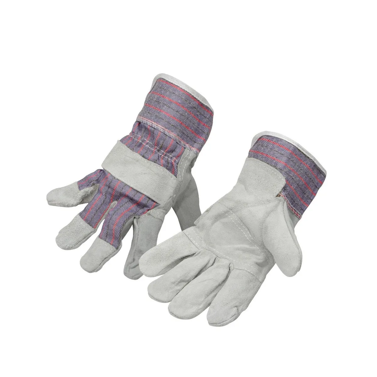 Silverline - Guante de carnaza en palma y dorso con loneta rayada