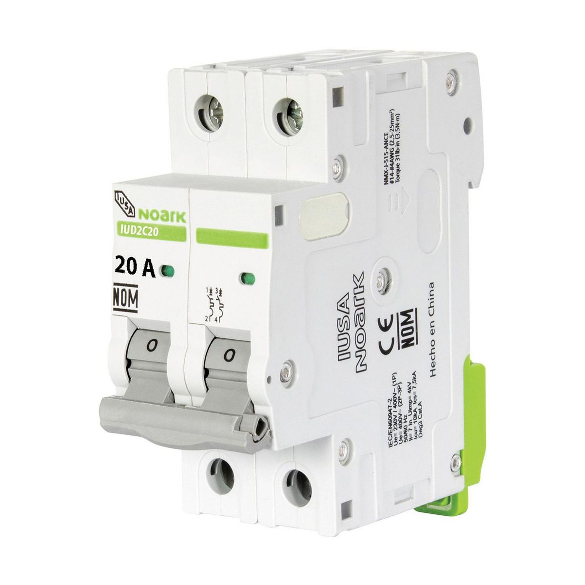 Interruptor termomagnetico riel din 2p 20a, marca Noark - Foto Principal
