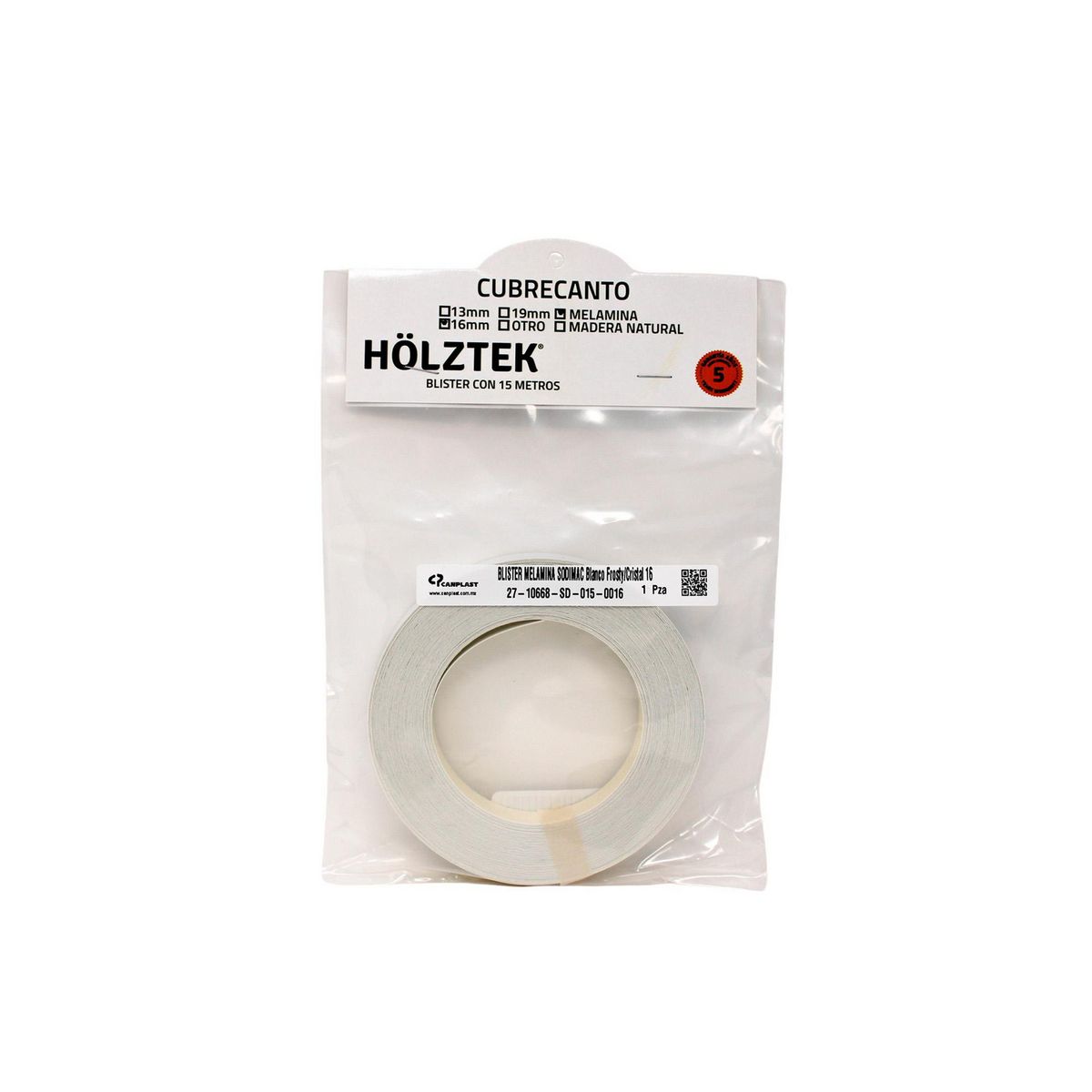 Holztek - Cubrecanto Blanco Frosty 16 mm