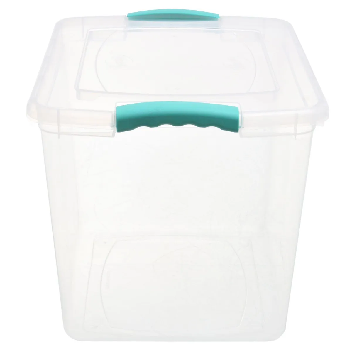 Just Home Collection - Caja organizadora traslucida con clip de seguridad 28 litros