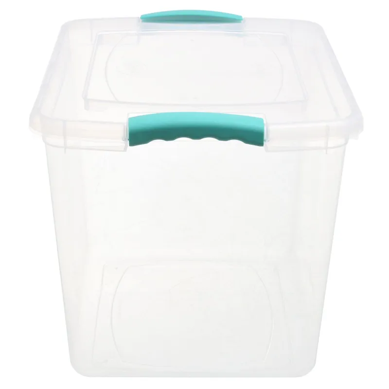 Just Home Collection - Caja organizadora traslucida con clip de seguridad 28 litros