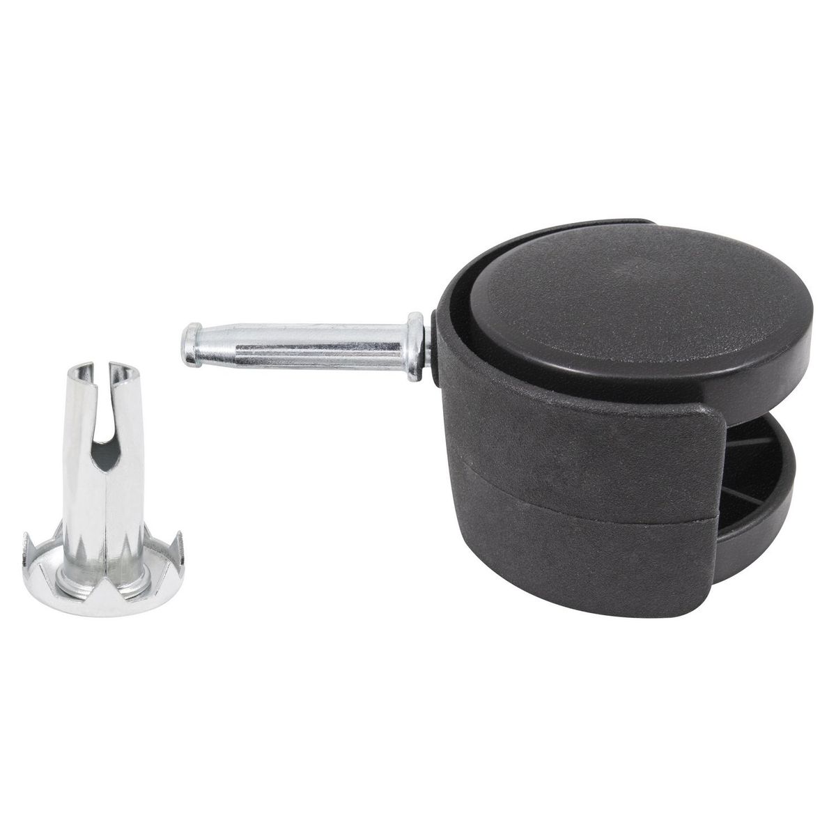 Fixser - Rodaja "Twin" de nylon 50 mm espiga de madera con socket