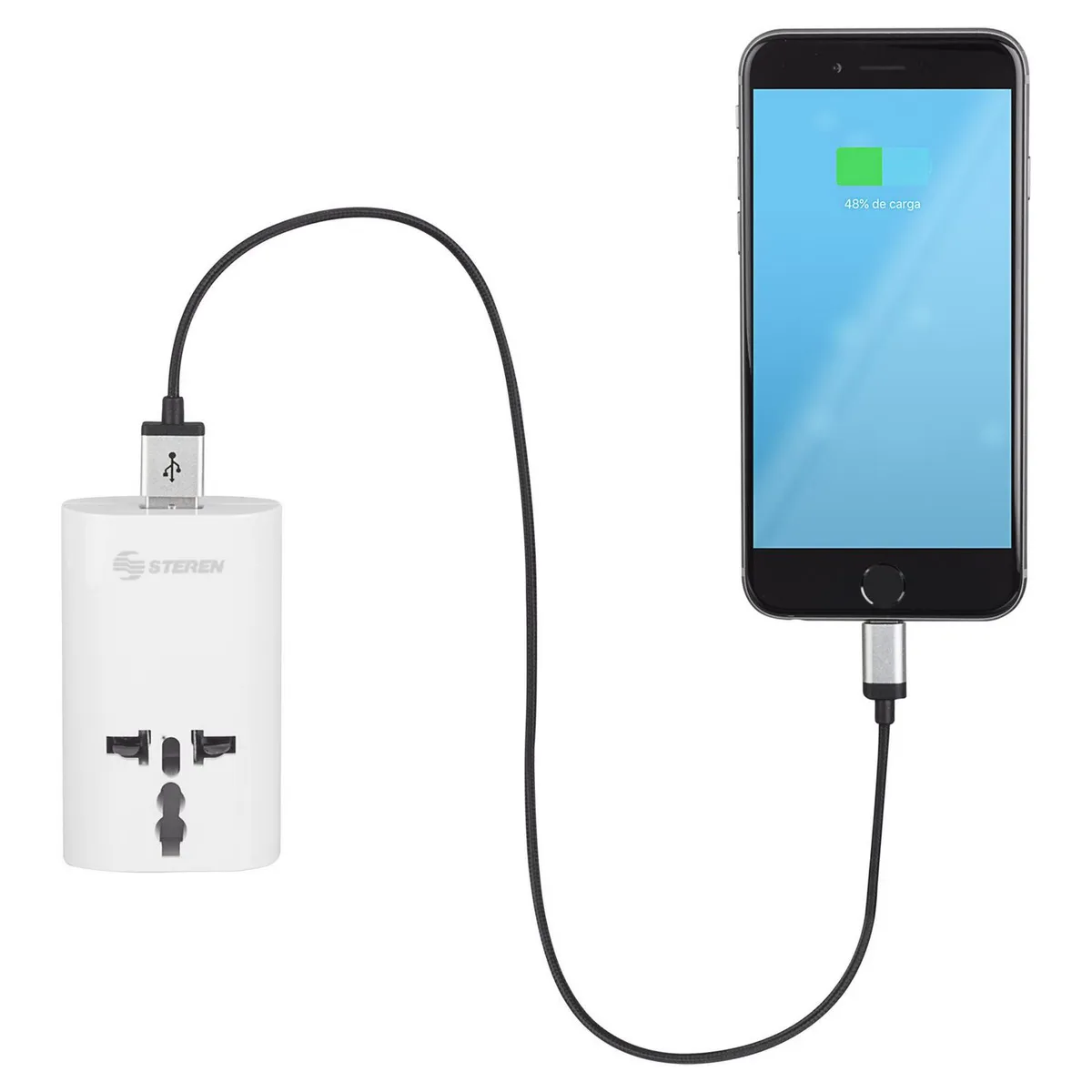 Adaptador universal de contactos y cargador USB, marca Steren - Foto 2