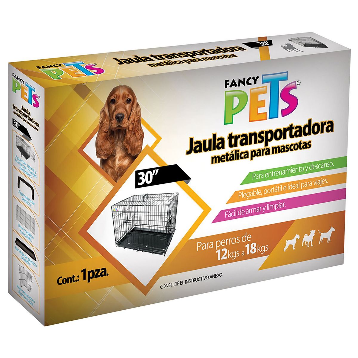 Jaula metalica plegable para mascota 30, marca Fancy Pets - Foto Principal