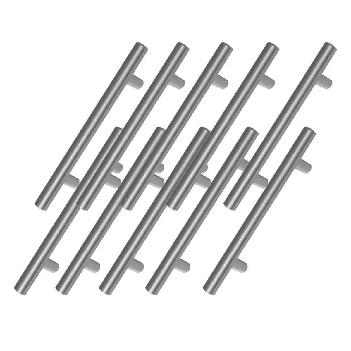 Fixser - Jaladera hueca de acero inoxidable 64/124 mm 10 piezas