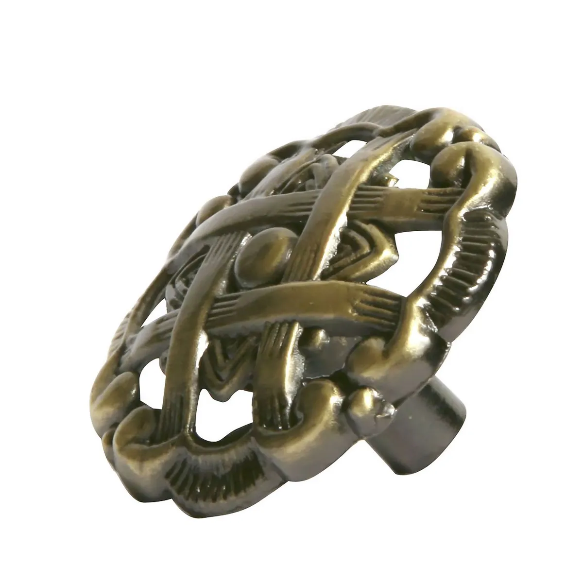 Fixser - Jaladera Boton #3887 1-1/2" Dia, C/T Laton Antiguo